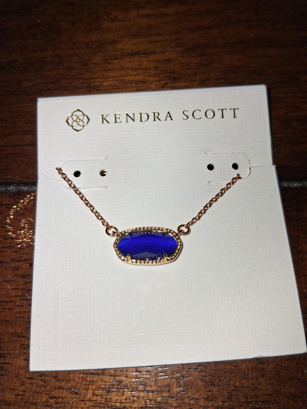 NWT Kendra Scott Rose Gold Necklace with Cobalt Blue Stone - Picture 1 of 4